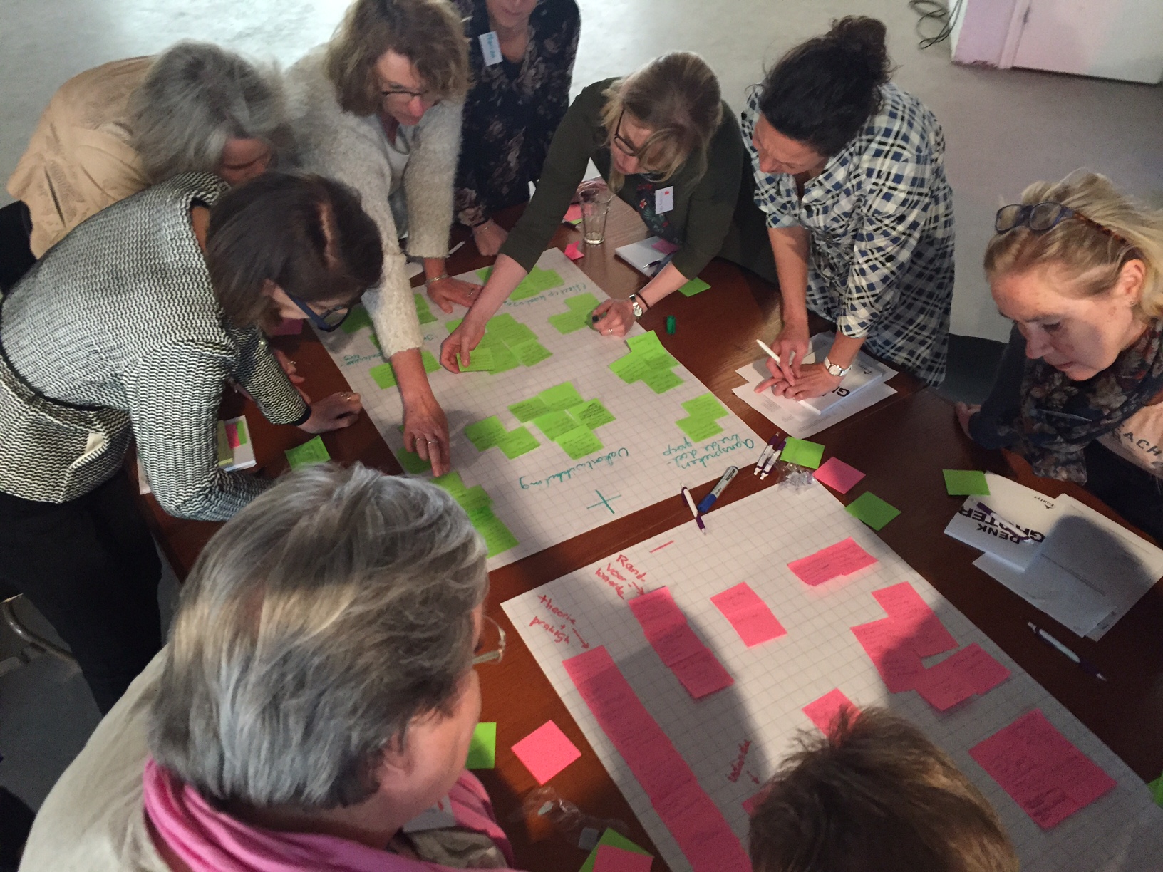 Werksessie met post-its rond een tafel